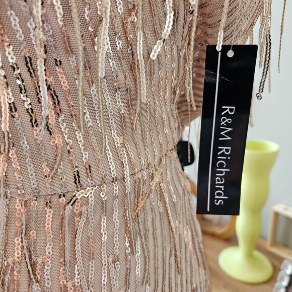 NWT R&M Richards Gold Sequin Maxi Dress, Sz 10 - Picture 5 of 11